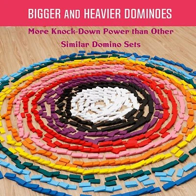 1900Pcs Kids Wooden Coloured Tumbling Dominoes Set Toy Block Family Play Games - Image 1 of 4