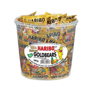 100PK Mini Bag Haribo Goldbears Mini Bags Bucket 980g Gummy Bears Candy Lolly