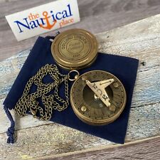 Antique Finish Brass Pocket Sundial Compass w/  Screw On Lid - Nautical Style