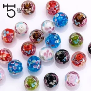 Perline in vetro di Murano lavorate a lume - fiore 14 mm perline rotonde fatte a mano accessori fai da te - Foto 1 di 19