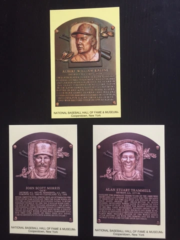 Hall Of Fame Detroit Tigers Postcard Plaque Lot (3), Trammell, Morris, Al Kaline Cover