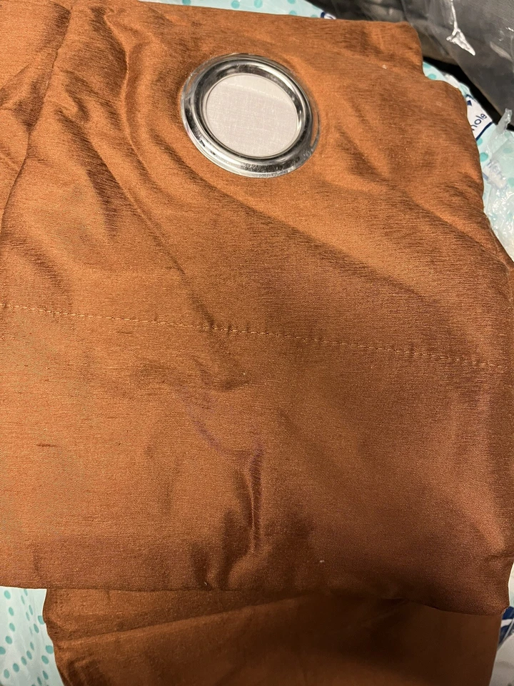 1 West Elm grommet  silk  curtain Drape panel 48 X 84 rust color New  - Image 1 of 2