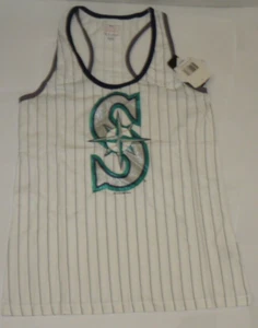 NEW MLB Seattle Mariners Pinstripe Jersey Style Tank Top Women Ladies M NWT 55A6 - Picture 1 of 2