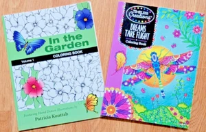 LOT of 2 Advanced Coloring Books : In the Garden ++ Dreams Take Flight SEE BELOW - Picture 1 of 2