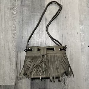 Western Boho Womens Bag Stone Leather Shoulder Black Fringes Hobo Tassel Handbag - Picture 1 of 7