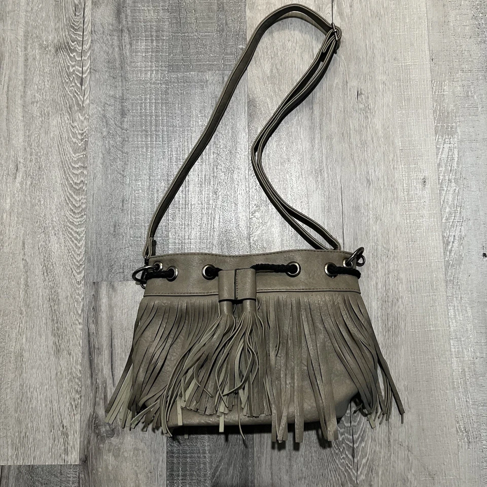 Western Boho Womens Bag Stone Leather Shoulder Black Fringes Hobo Tassel Handbag - Image 1 of 4