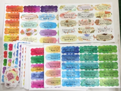 Stickers. Religious Christian Scriptures  480 colorful waterproof glossy sticker - Image 1 of 4