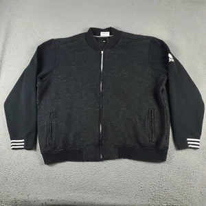 Adidas Jacket Mens Size 2XL Gray Full Zip Varsity Track Jacket Sweater - Picture 1 of 10