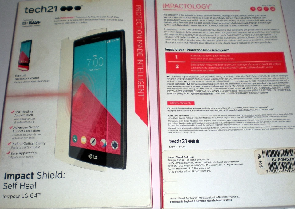 Lot of 2 Impact Shield Self Heal Film Screen Protectors for LG G4, Crystal Clear - Image 1 of 1