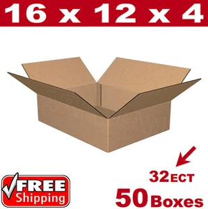 50 - 16x12x4 Cardboard Boxes Mailing Packing Shipping Box Corrugated Carton - Picture 1 of 1