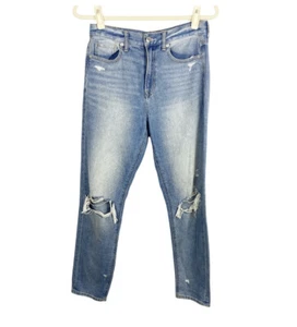 American Eagle Womens Mom Jeans Size 4 Busted Ripped Knee Distressed Light Wash - Picture 1 of 7