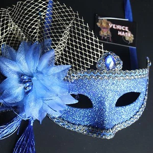 Máscara de Mascarada Veneciana Floral Brillo, 4+ Colores para recoger en Fiesta Baile de graduación - Imagen 1 de 5
