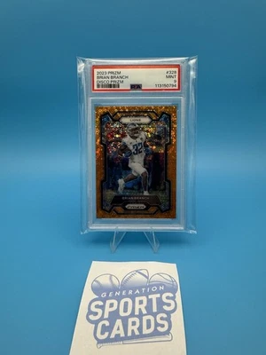 2023 Prizm Brian Branch Orange Disco Rookie Card PSA 9 - Image 1 of 2