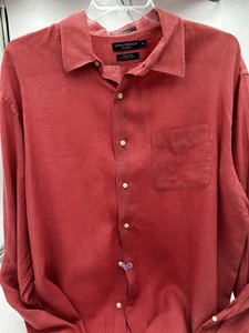 XL Leinenhemd Herren lachs Daniel Cremieux Classic Fit lang S Lounge Camp *Foto - Bild 1 von 18