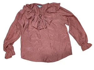 Vintage 100% Seide Koralle Pfirsich Rüschen Shirt Gr. S Boho Renaissance Fee Regency  - Bild 1 von 6