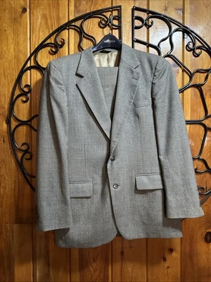 Conjunto de 2 piezas de traje blazer pantalones de vestir de lana Bill Blass vintage para hombre 42R pata de gallo Foto 1 de 4