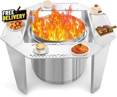 Fire Pit Surround Table for Solo Stove Yukon– Adjustable 41/48 Stainless Steel.. - Image 1 of 4