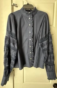 Love The Label Anthropologie Embroidered Lace Button Down Boho Minimalist Large - Picture 1 of 9