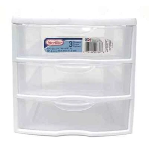 Sterilite Small 3 Drawer Desktop Storage Unit, Plastic, White - Picture 1 of 7