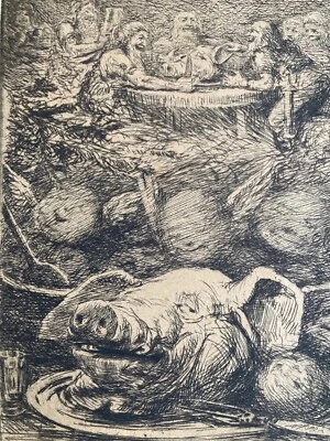 Bruno Heroux Gastrosophische Kunstblätter - Schweinekopf - Sign. Orig. Radierung - Bild 1 von 4