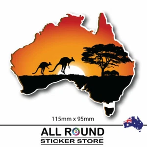 Australia-Map-sticker-with-kangaroo-sunset-bumper-sticker-for-car,-window,-lapto - Picture 1 of 1