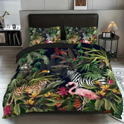  Tropical Rainforest Duvet Doona Cover Bedspread Bedding Set Queen Pillowcase - Image 1 of 4