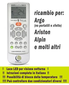 Telecomando per condizionatore Argo Ariston climatizzatore aria condizionata - Imagen 1 de 4