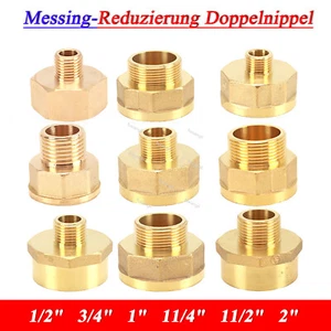 Muffennippel BSP 1/2" bis 2" Innen-Außengewindefitting Messing Reduziert Adapter - Picture 1 of 18