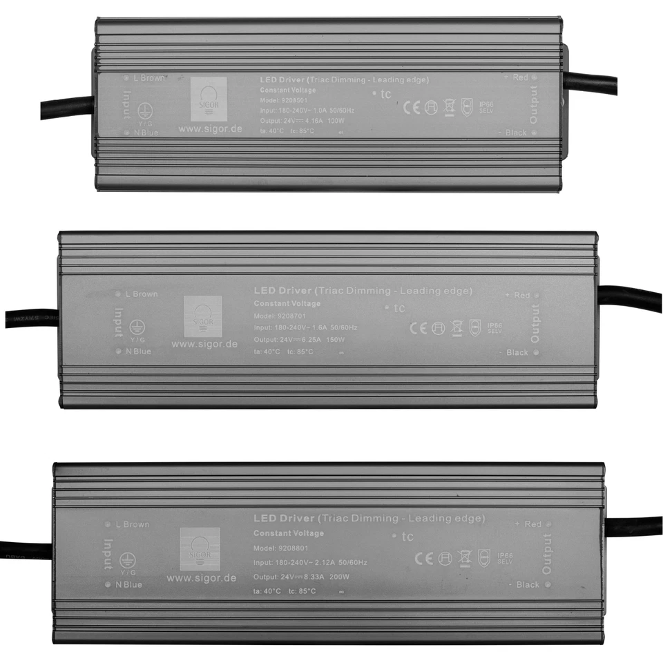LED Netzteil 240V AC 24V-DC  100 - 200W Triac dimmbar Metallgehäuse elektronisch - Bild 1 von 1