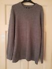 Crew Neck Chunky Knit Jumper By H&M Heavy Warm Cotton Acrylic Blend Grey Size L