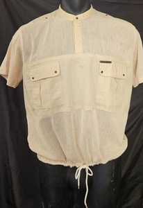 Sergio Valente Herren Hemd Large Kurzarm Kordelzug Buttergelb - Bild 1 von 8