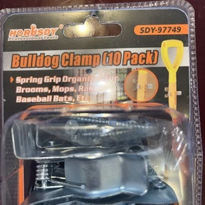 Bulldog Clamp (10 Pack) Spring Grip Garage Closet Wall Organizer for Brooms, Mop - Picture 1 of 3