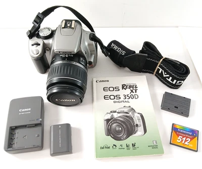 Cámara digital Canon EOS Rebel XT 350D 8 MP DSLR con lente EF-S de 18-55 mm FUNCIONA MUY BIEN Foto 1 de 4