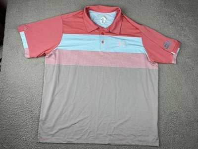 Camisa Polo Antigua Para Hombres 2XL Roja Azul Rayas La Parrilla Deportiva Golf Rendimiento Foto 1 de 4