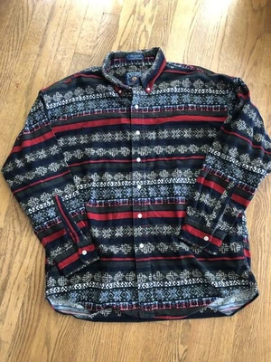 vintage Chaps Ralph Lauren Fair Isle Western plaid button down flannel shirt L - Image 1 of 4