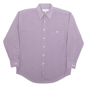 YVES SAINT LAURENT Mens Shirt Purple Check Long Sleeve M - Picture 1 of 6