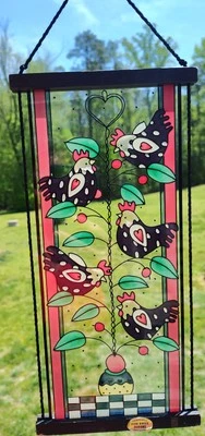 Atrapasollos vitrales Joan Baker Designs pintados a mano 12" x 5,75" Foto 1 de 4