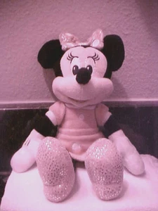 KOSTENLOSER VERSAND ~ Disney ~ 10 Zoll Plüsch Minnie Mouse ~ mit Schwanz ~ gefüllt ~ Glitzer ~ rosa ~ Polkadot - Bild 1 von 5