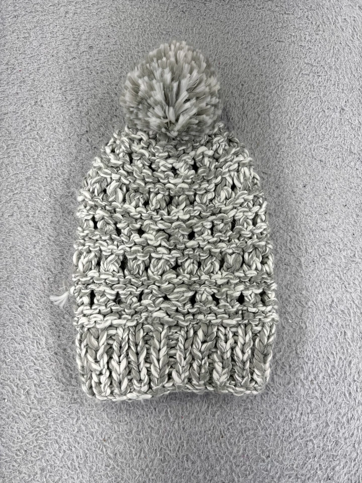 American Eagle Beanie Toque Adulto Talla Única Gris Blanco Tejido POM Acrílico Nylon Foto 1 de 4