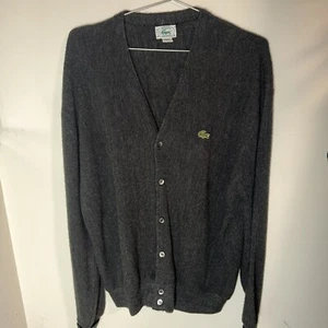 Vintage Izod Lacoste Cardigan Men XL Acrylic Sweater Made In USA Grandpa Preppy - Picture 1 of 4