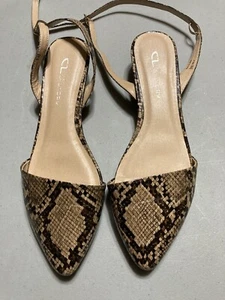 Chinese Laundry Brown Snake Skin Animal Print Pumps Low Heel Shoes - Picture 1 of 7