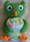 Green Owl Plush Stuffed Toy with 40 X 50 Fleece Blanket NEW w Tag