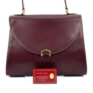 Bolso de Mano Cartier Un Asa Cuero Must Line Auténtico 0079 - Imagen 1 de 12