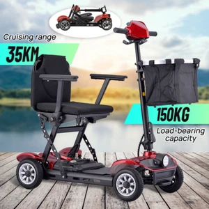 Foldable Electric Mobility Scooter Motorised 4 Wheel Folding Scooter 35KM Range - Picture 1 of 14