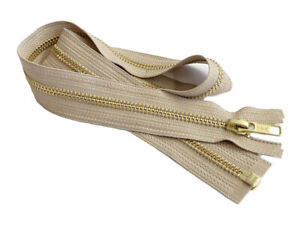 22 Inch Metal Zipper YKK #5 Golden Brass Medium Weight  Separating Made in USA