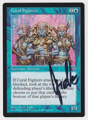 Signed Coral Fighters Proof LP Mirage Artist Steve Luke 1996 WOTC MTG Magic AP! - Image 1 of 2
