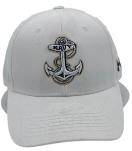 Under Armour Hombres’s Blanco Azul Marino Guardiamarina’s Correa Trasera Gorra Sombrero Talla Única - Imagen 1 de 6