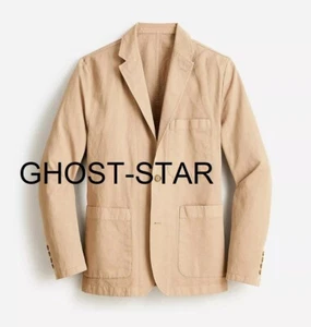 J.CREW blazer beige khaki chore cotton linen chino tan suit jacket 36S 36 casual - Picture 1 of 13