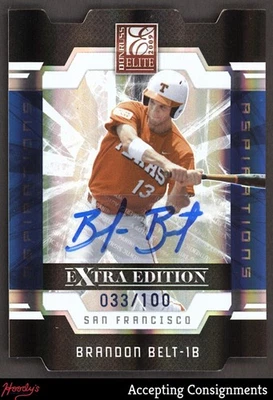 Cinturón Brandon Donruss Elite 2009 edición extra Aspirations #33 automático 033/100 Foto 1 de 2