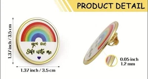 Broche Orgullo Insignia Arco Iris LGBTQ You are safe with me Ally LGBT - Imagen 1 de 2